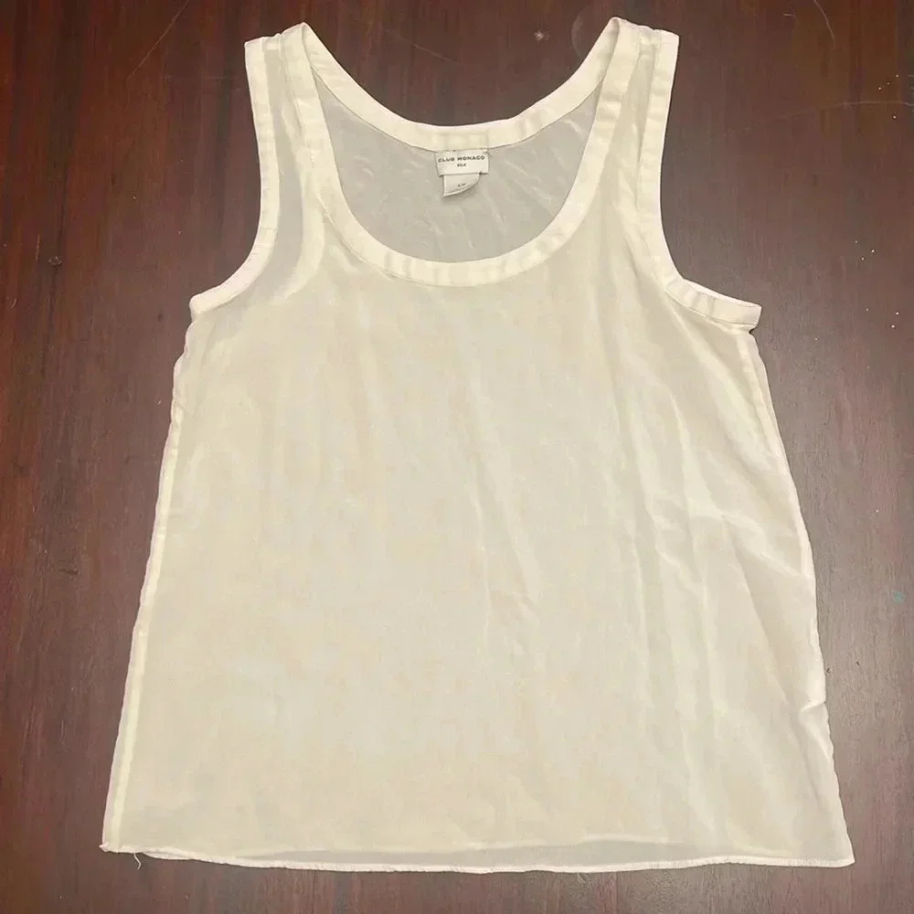 Club Monaco cream silk scoop neck top size S